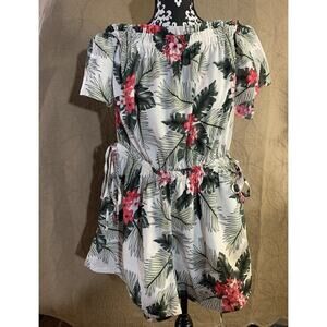 Floral Jumpsuit Island Blue B Tropical Spring Romantic